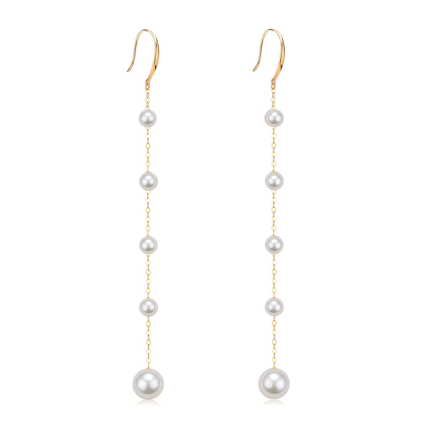 Dangle Cluster Earrings with Freshwater Pearls and Gold