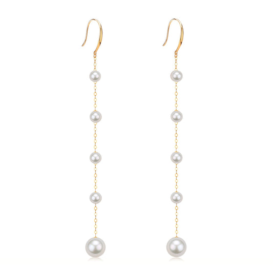 Dangle Cluster Earrings with Freshwater Pearls and Gold