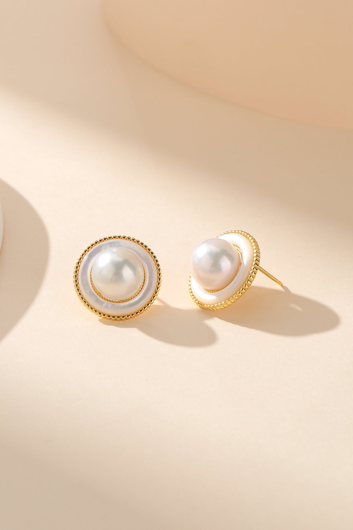 Freshwater Pearl Round Earrings in Elysia Design