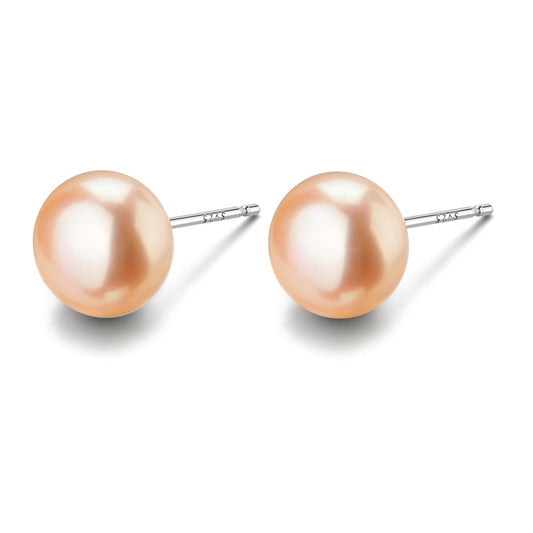 Pink Button Freshwater Pearl Stud Earrings 11-12mm