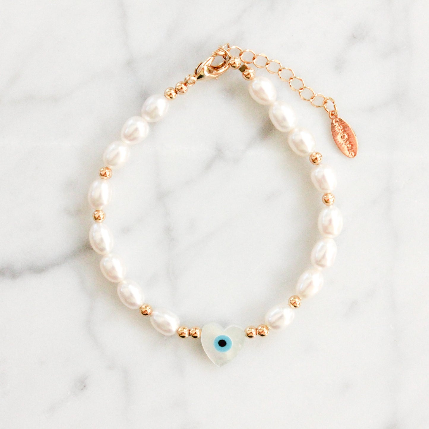 Evil Eye and Hamsa Design Pearl Necklace