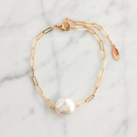 Pearl Coin Clipchain Bracelet for Stylish Look