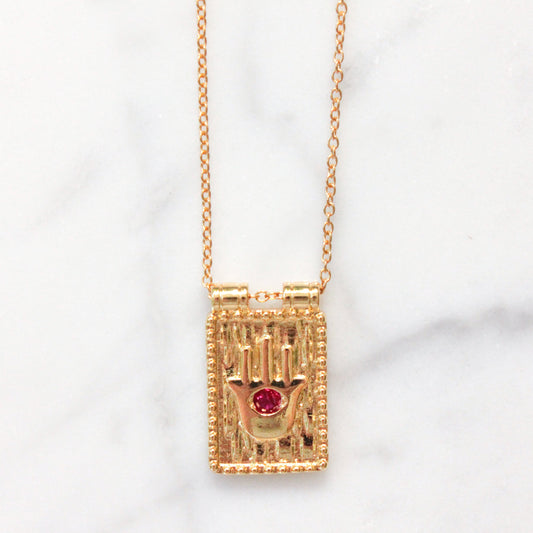 Pink Hamsa Chain Necklace in Stylish Design