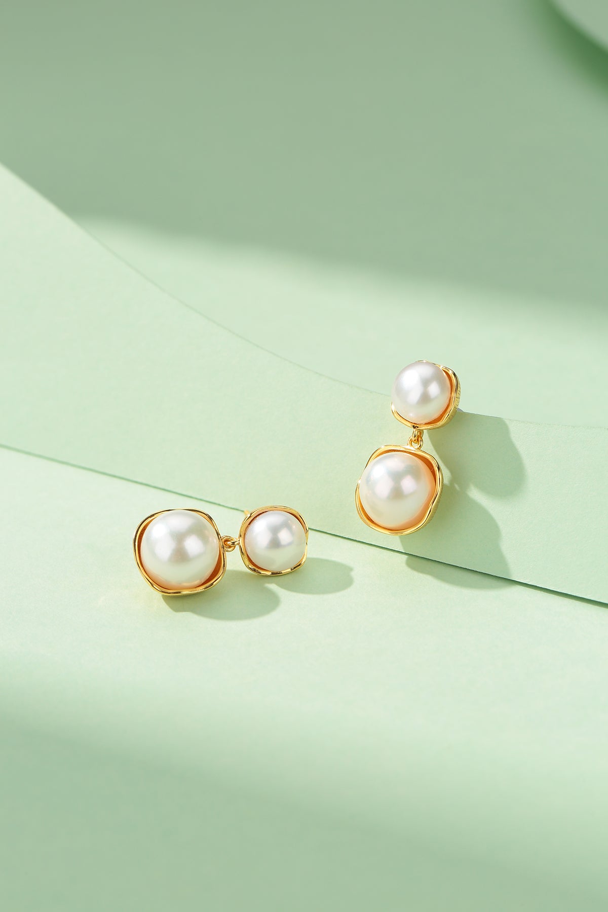 Earrings with Double Freshwater Pearls and Eulalie Design