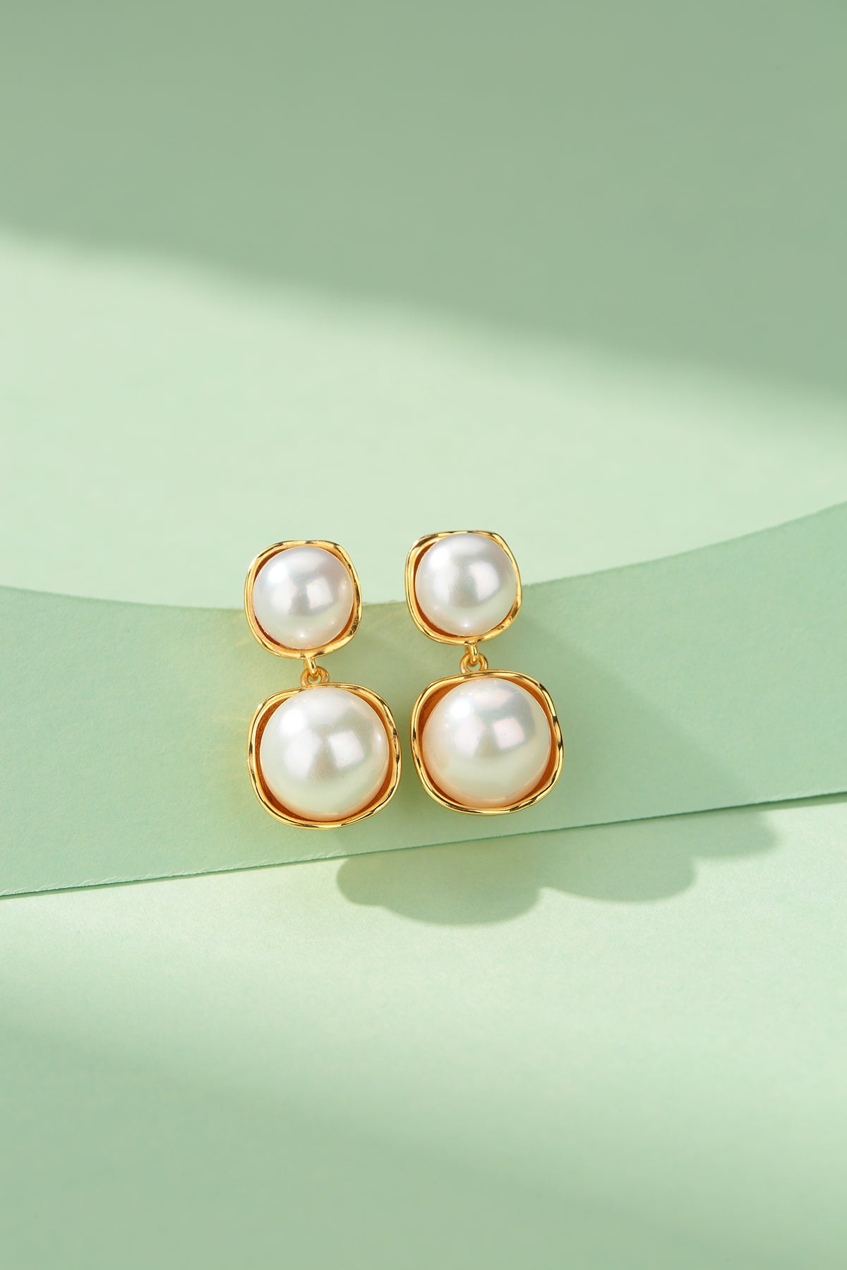 Earrings with Double Freshwater Pearls and Eulalie Design