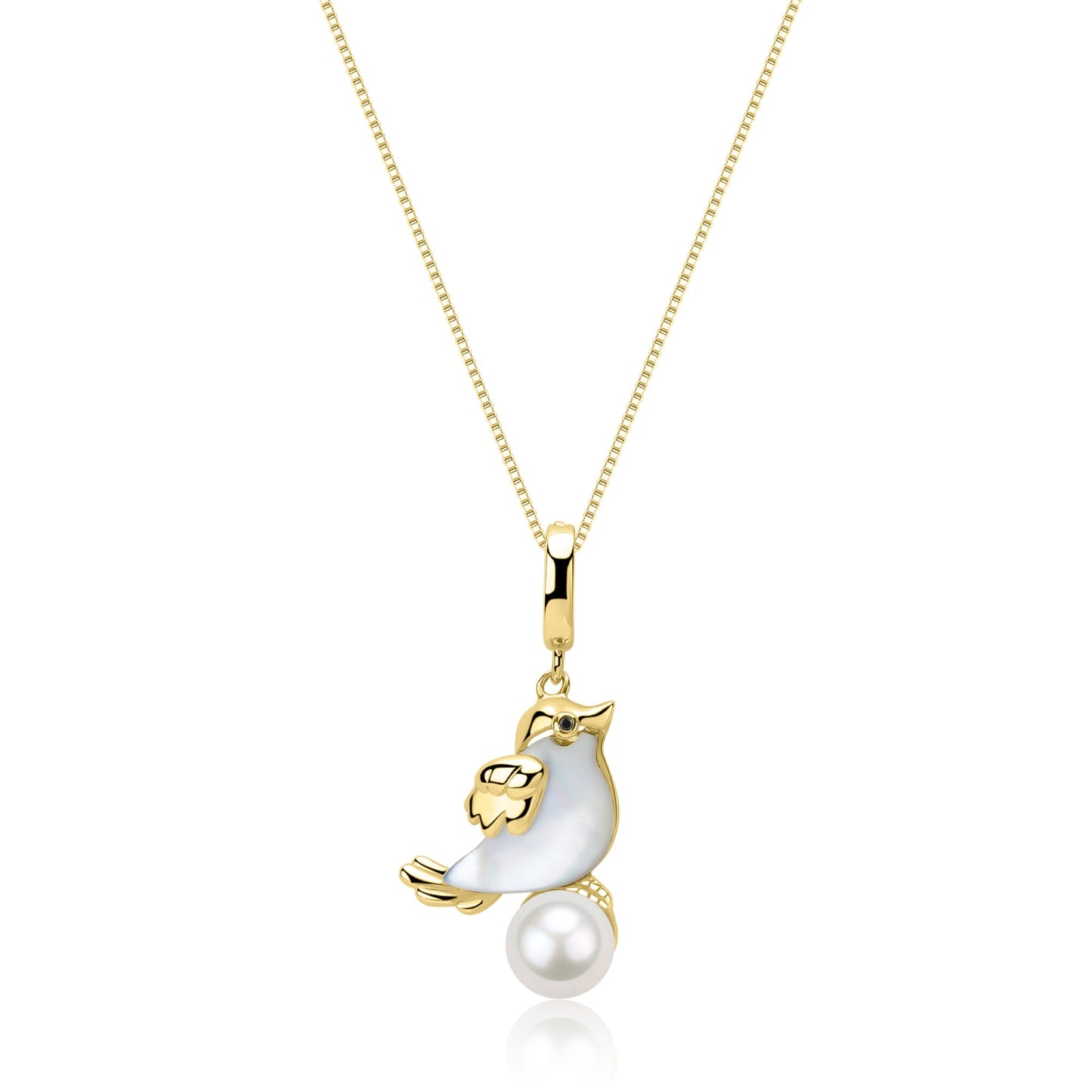 Pearl Pendant with Mother of Pearl Bird Design