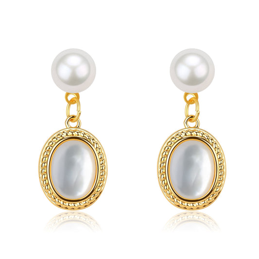 White Crystal and Mother of Pearls Earrings