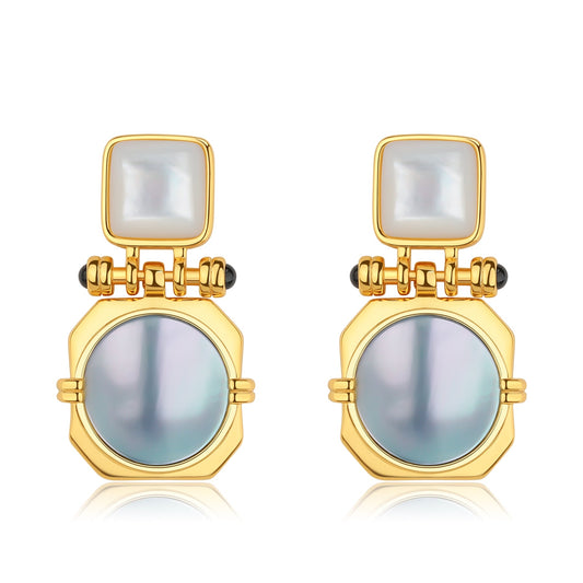 Mabe Pearl and White Shell Earrings for Women