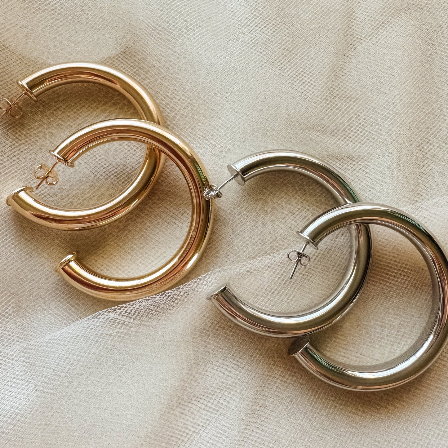 Large Silver Hoop Earrings with Elegant Design