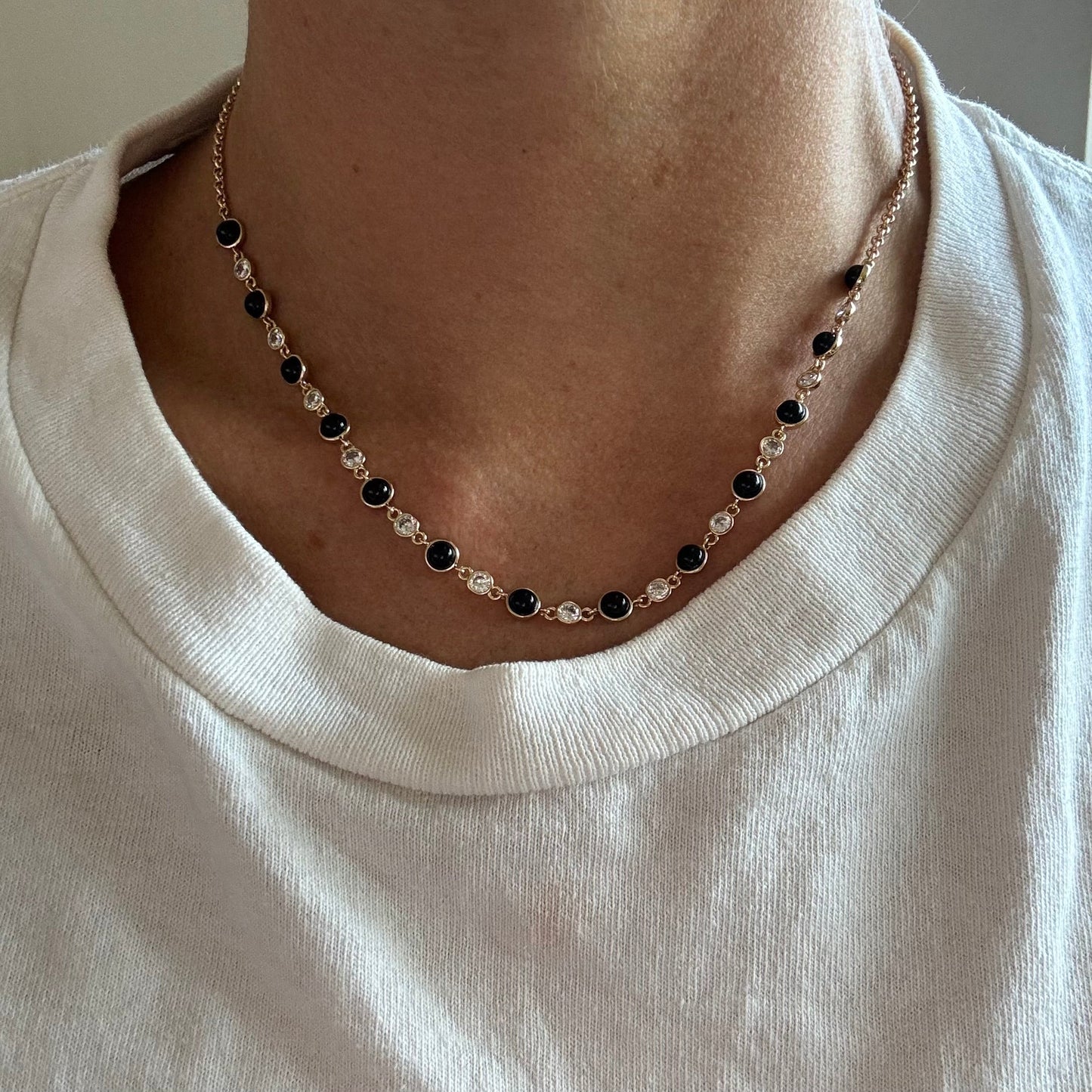 Black Onyx Tennis Necklace in Elegant Design