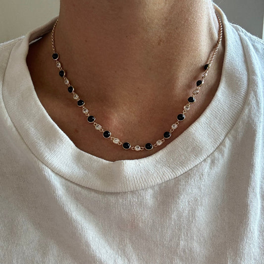 Black Onyx Tennis Necklace in Elegant Design