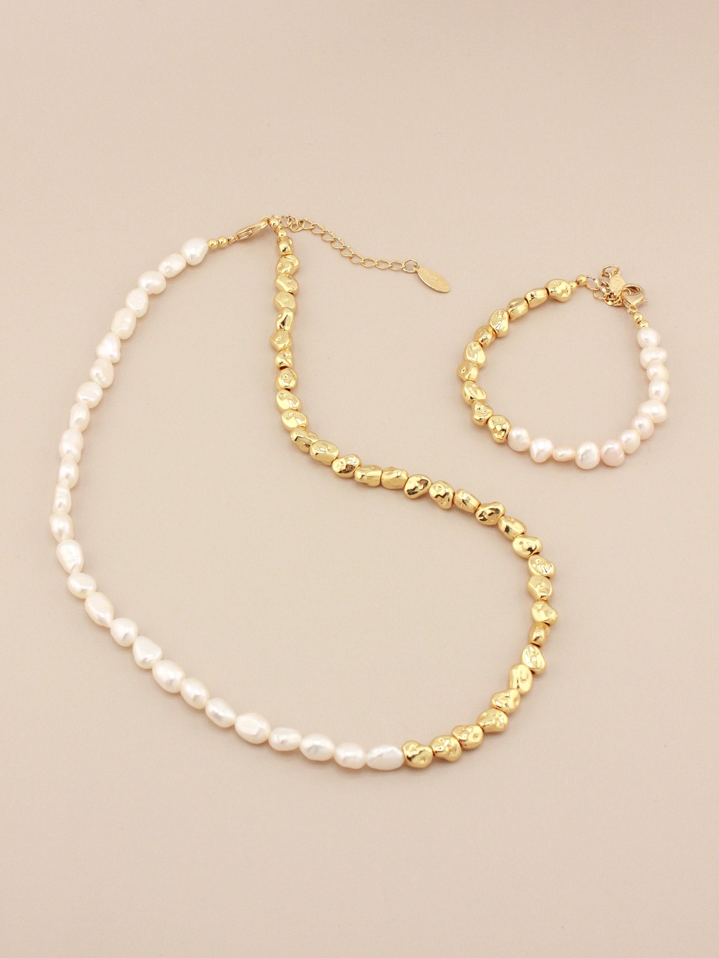 Mini Baroque Half Pearls and Gold Design