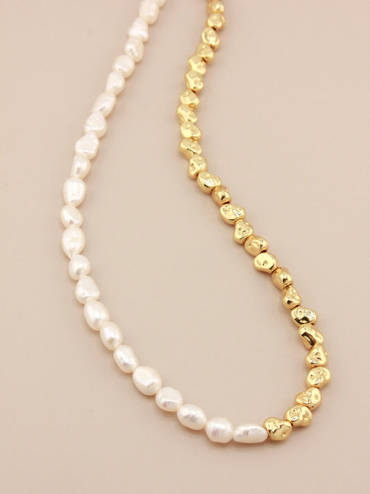 Mini Baroque Half Pearls and Gold Design