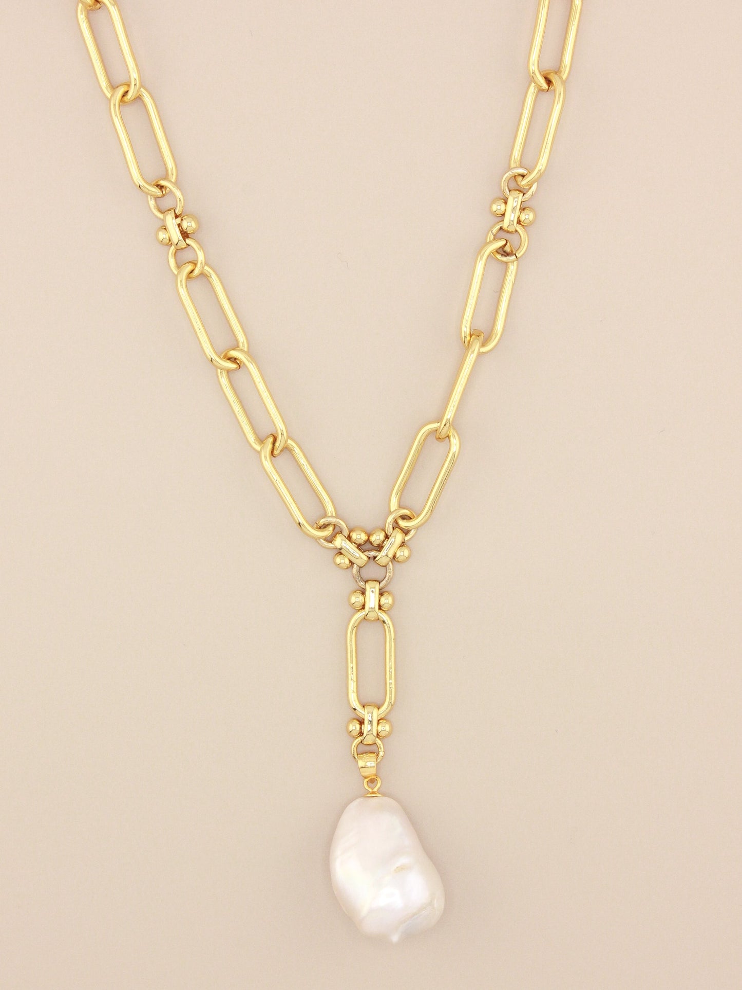 Pearl Drop Style Chain Necklace