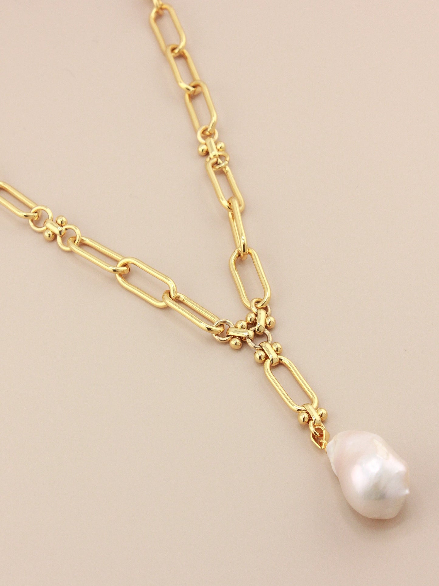 Pearl Drop Style Chain Necklace