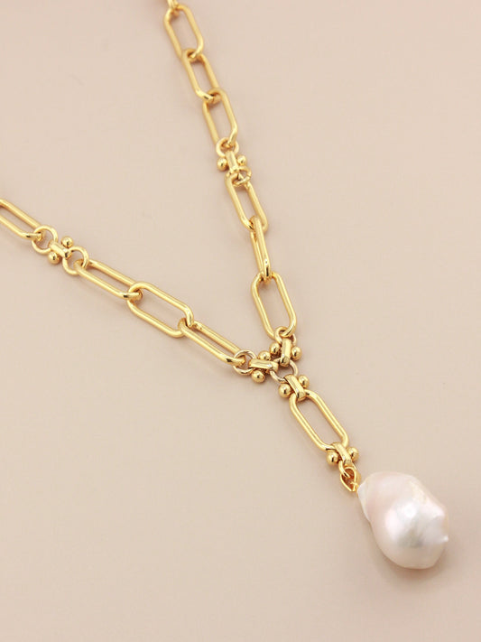 Pearl Drop Style Chain Necklace