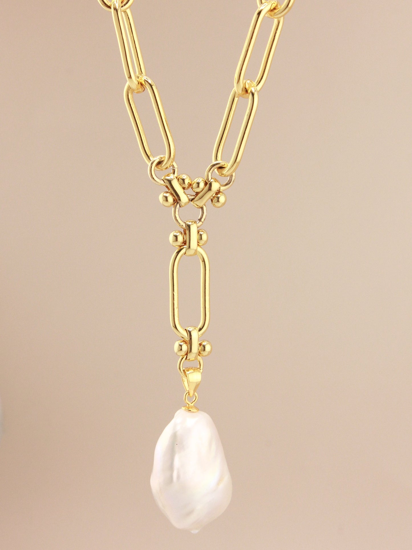 Pearl Drop Style Chain Necklace