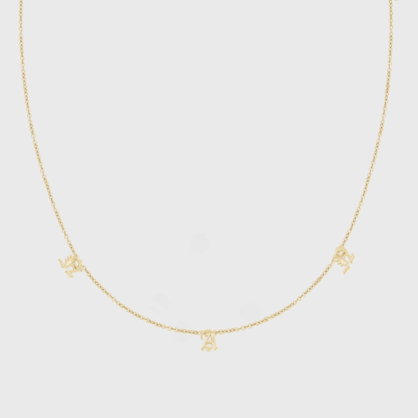 Dainty Old English Initials Necklace in 14k Gold