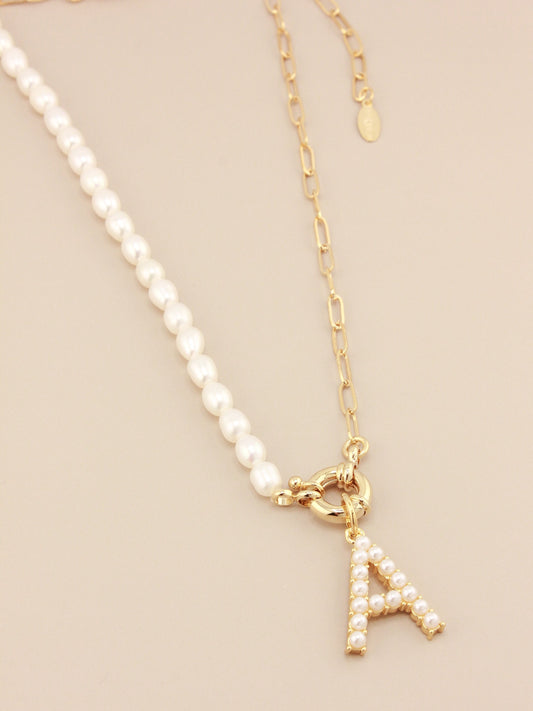 Personalized Pearl Initial Necklace Design