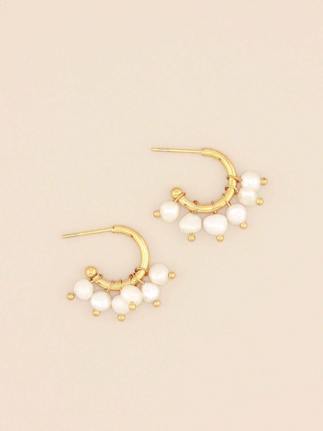 Mini Pearl Dangle Hoop Earrings