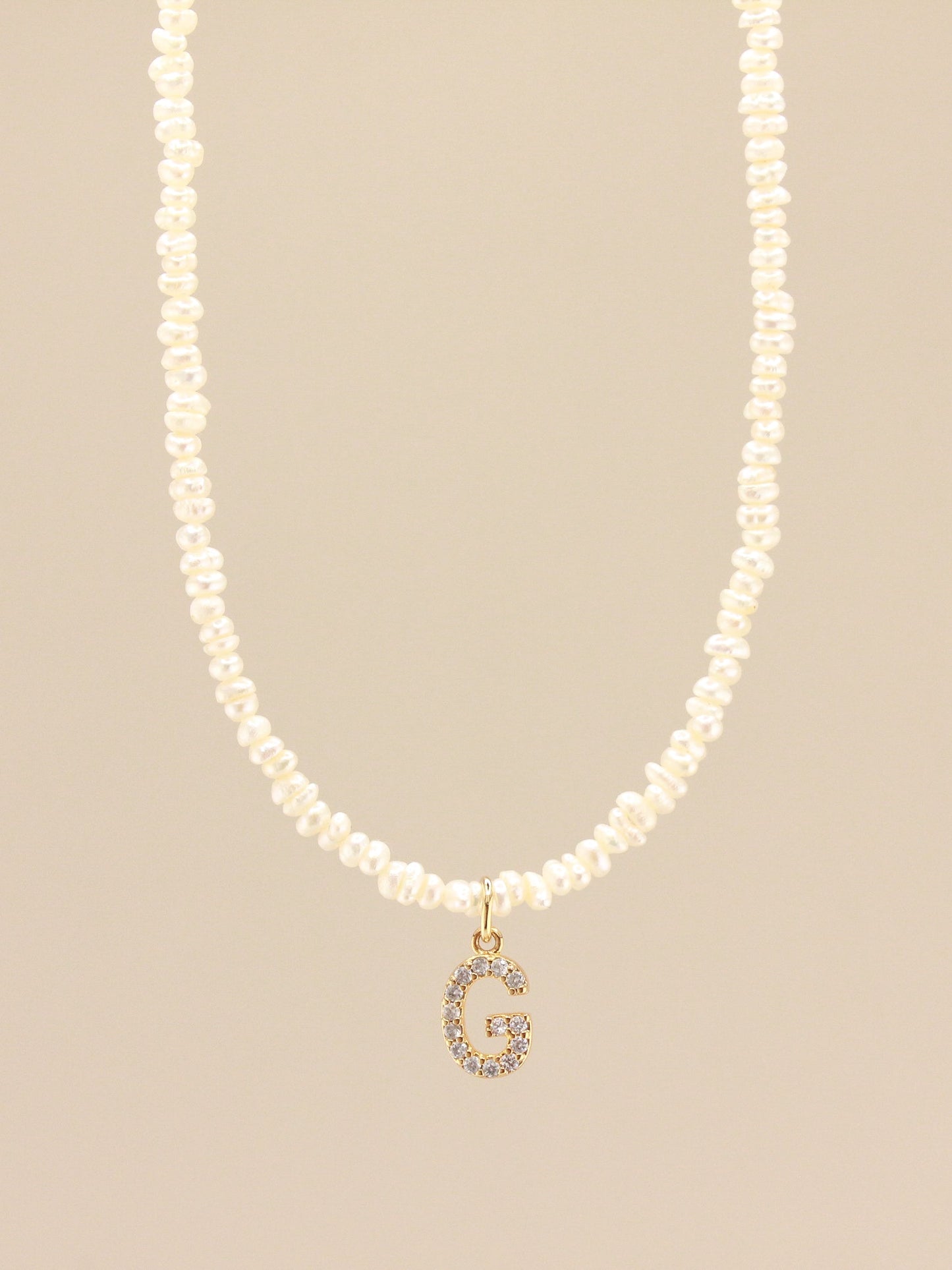 Pave Pearl Choker Necklace with Initial