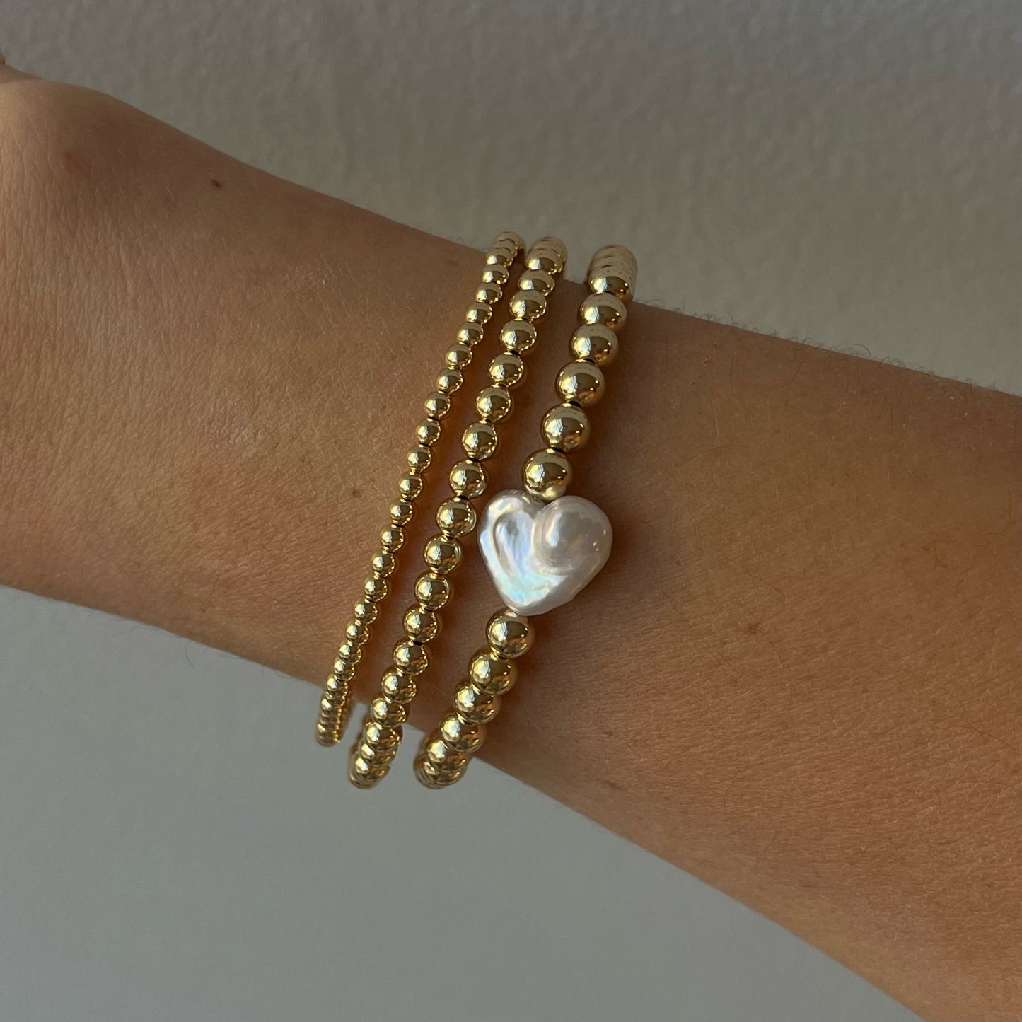 Pearl Heart Bracelet with 5mm Beads