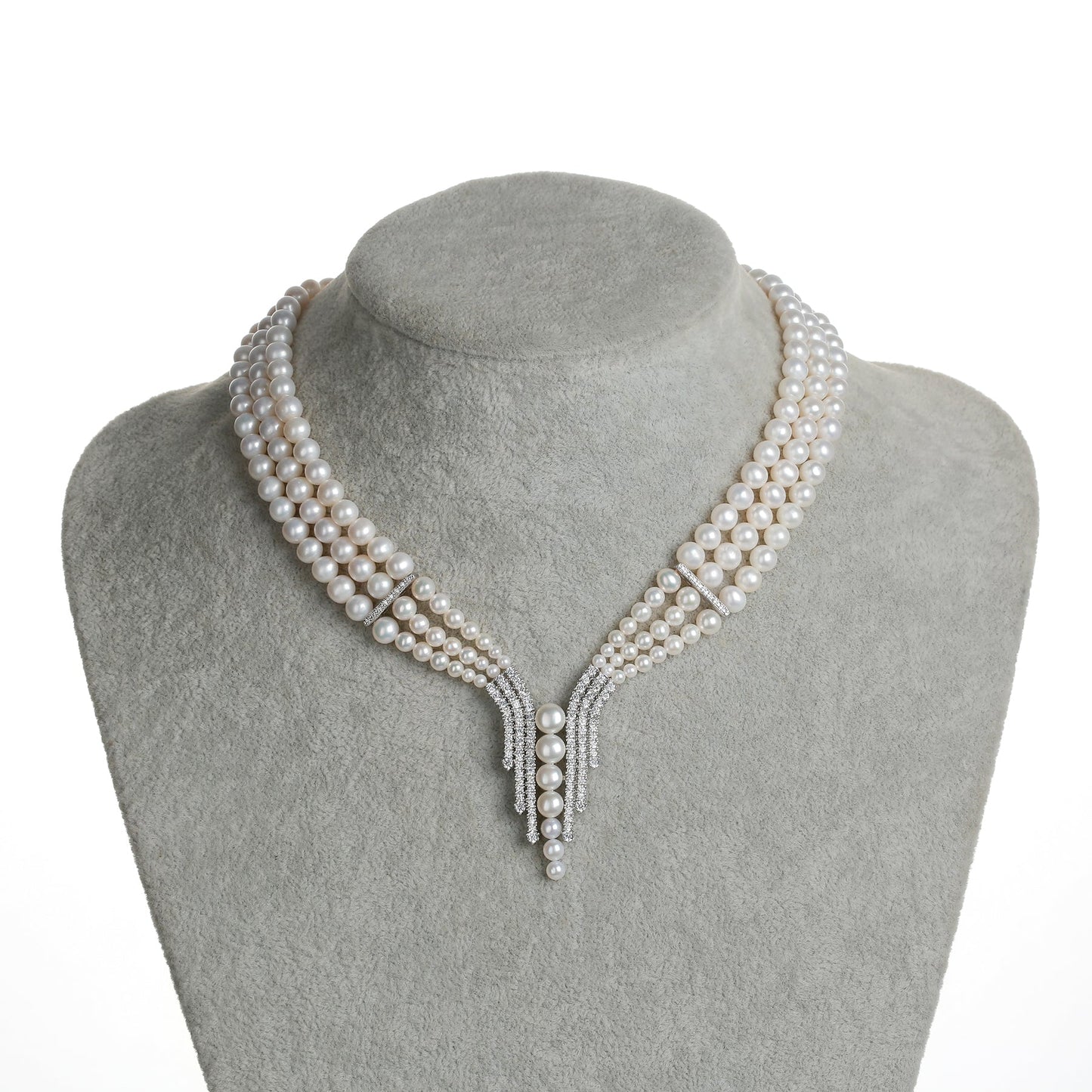 Triple Layer Freshwater Pearl Strand Necklace