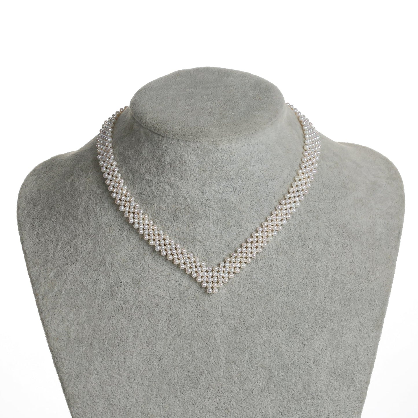 Multi-Layered V Shape Freshwater Pearl Necklace