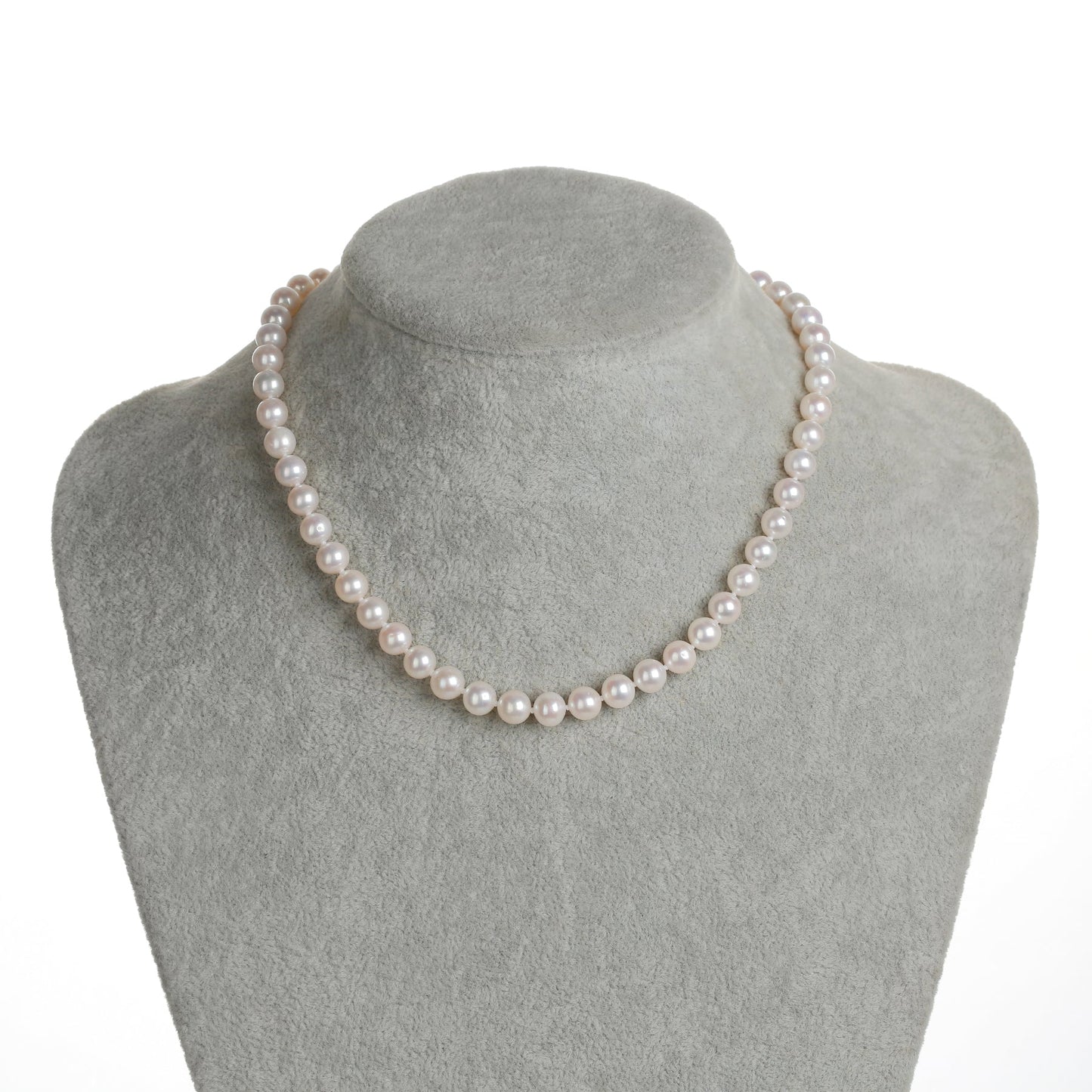 Classic White Round Freshwater Pearl Necklace in Sterling Silver