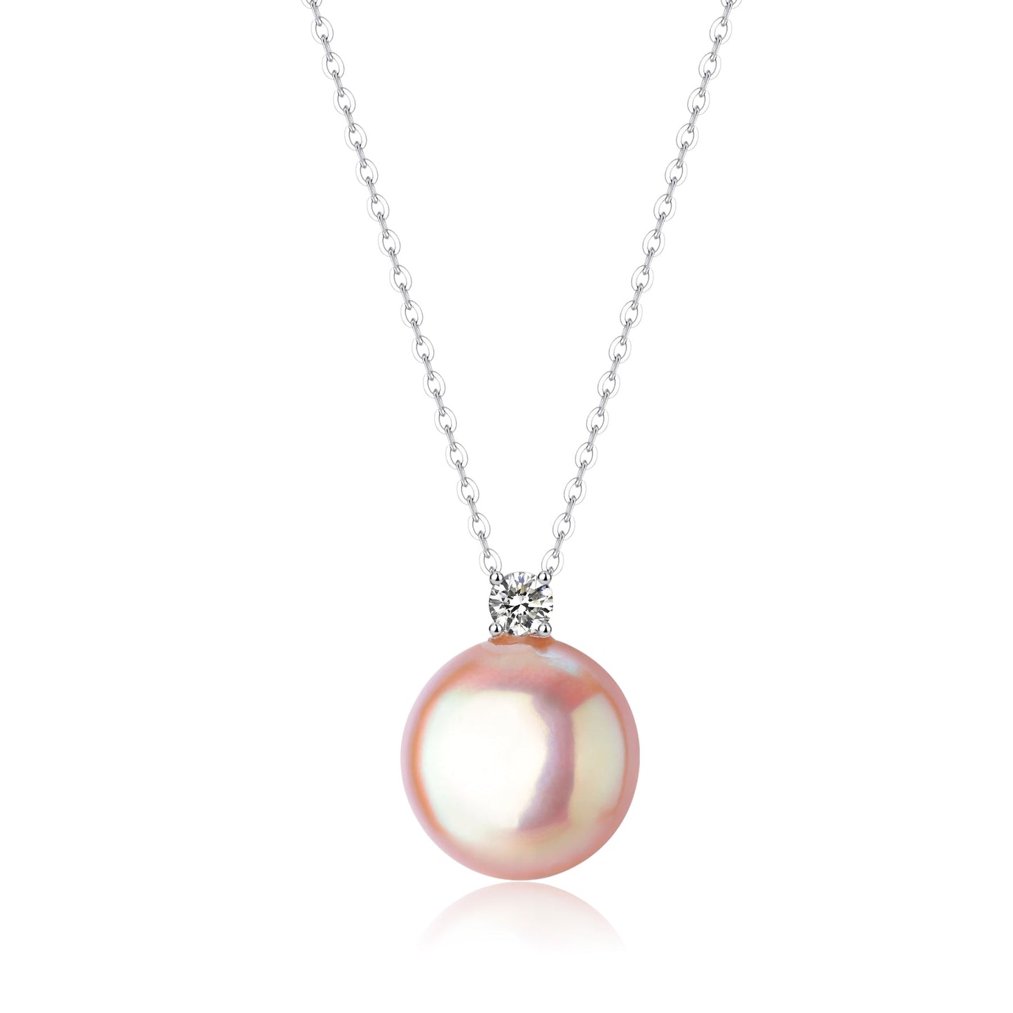 Pink Coin Baroque Pearl Stud Pendant Necklace