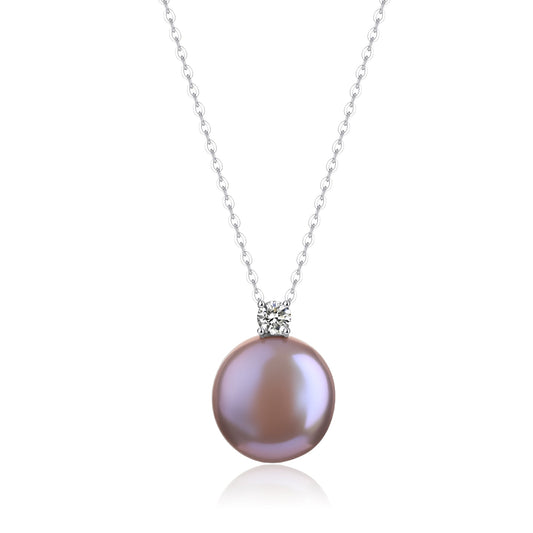 Purple Coin Baroque Pearl Pendant Necklace