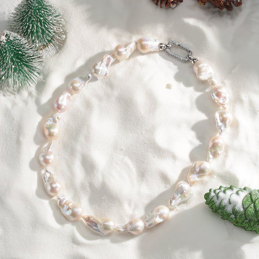 Large Baroque Freshwater Pearl Necklace in White