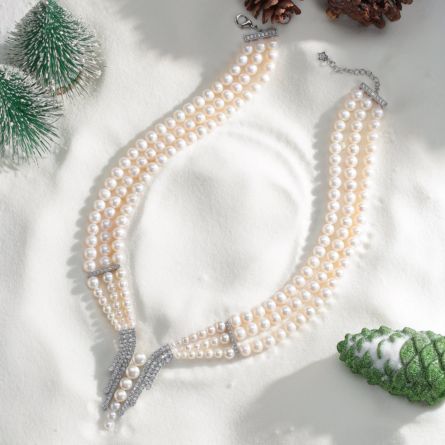 Triple Layer Freshwater Pearl Strand Necklace