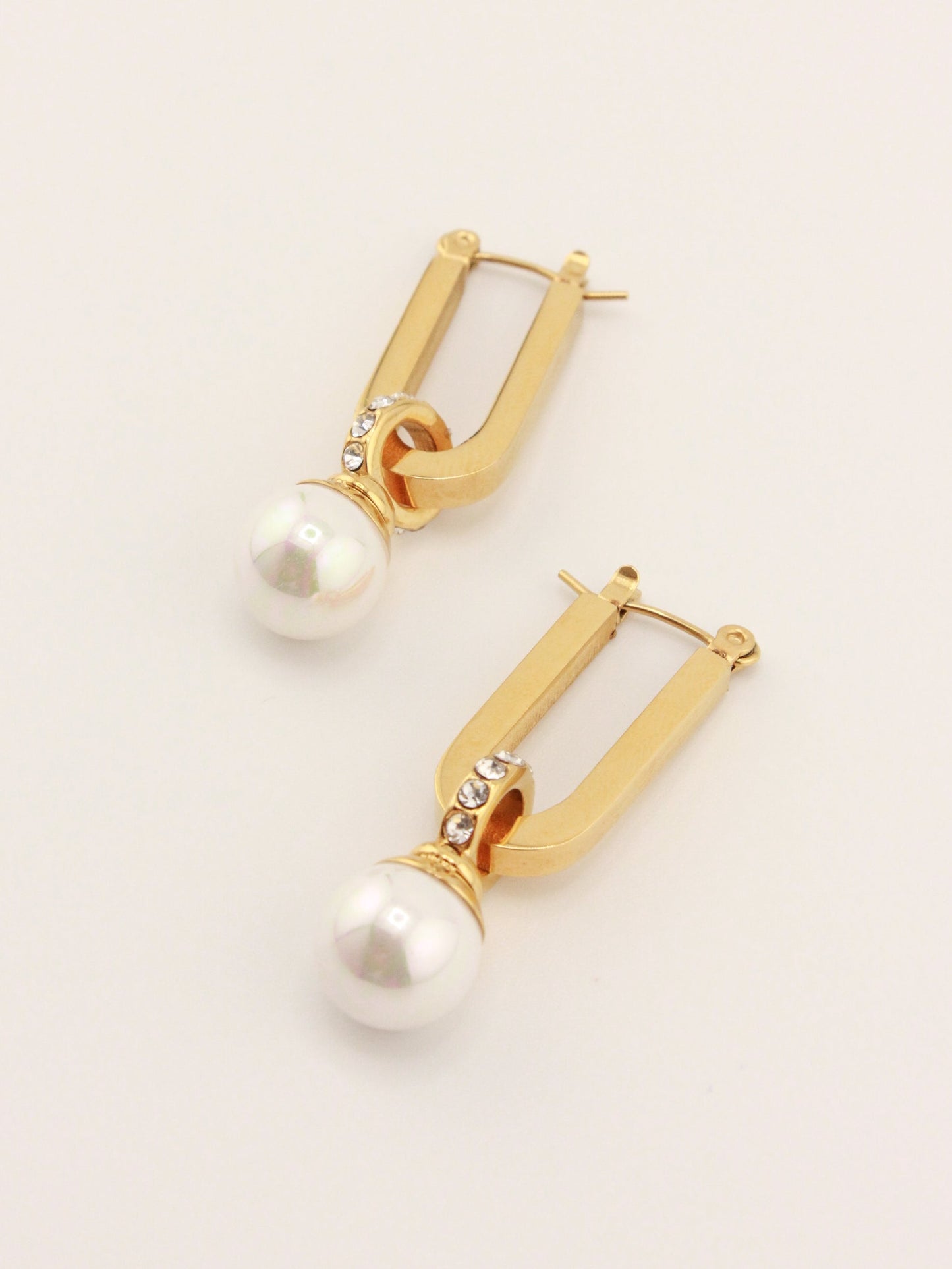 Contemporary Pearl Drop Earrings in Silver