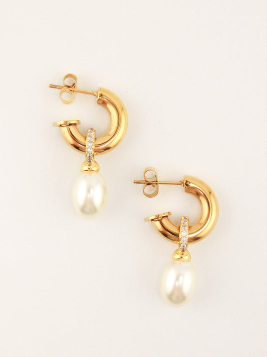 Elegant Baroque Pearl Hoop Earrings