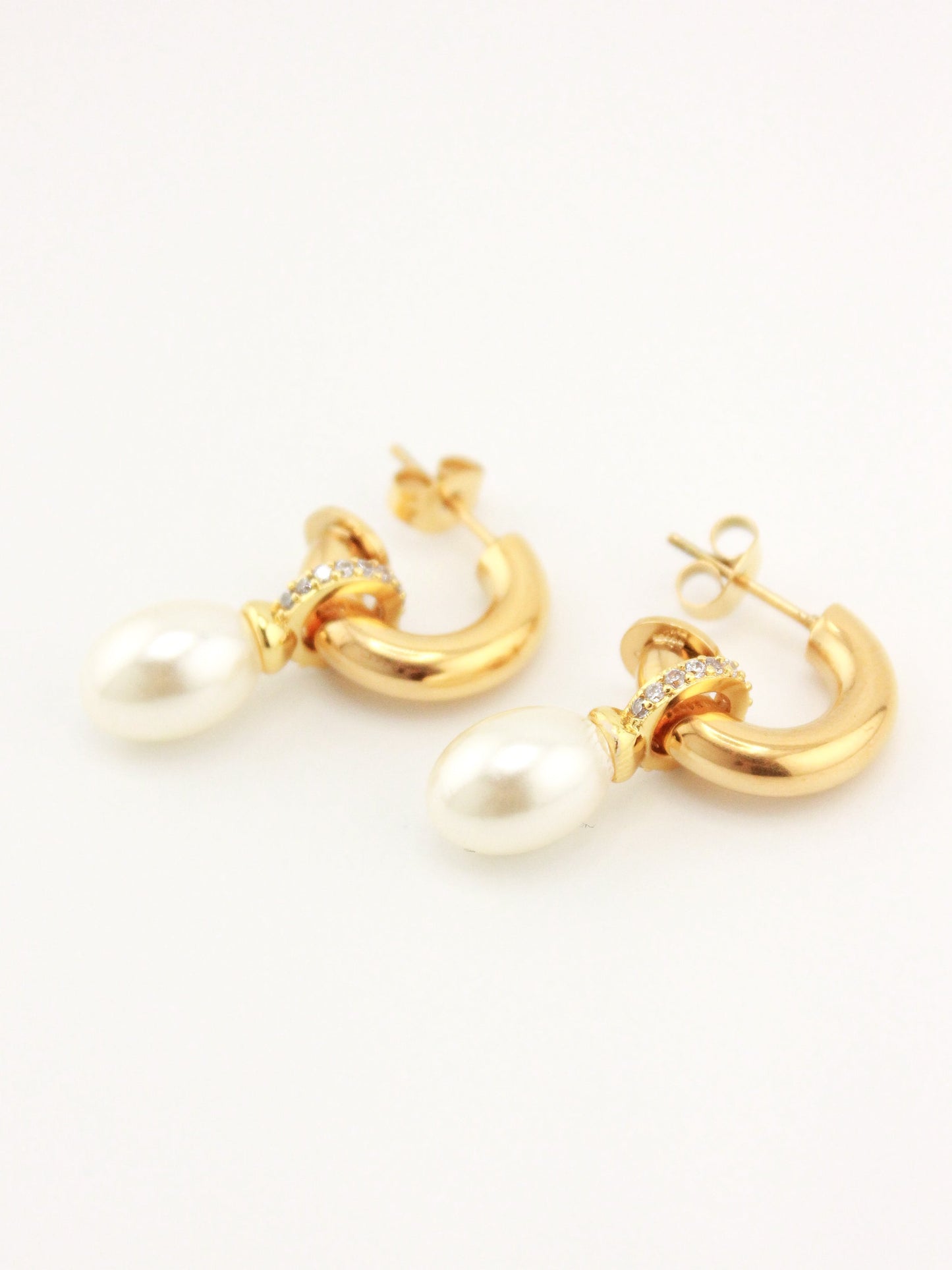 Elegant Baroque Pearl Hoop Earrings