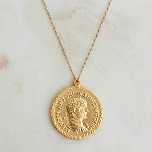 Large Coin Design Necklace in Silver