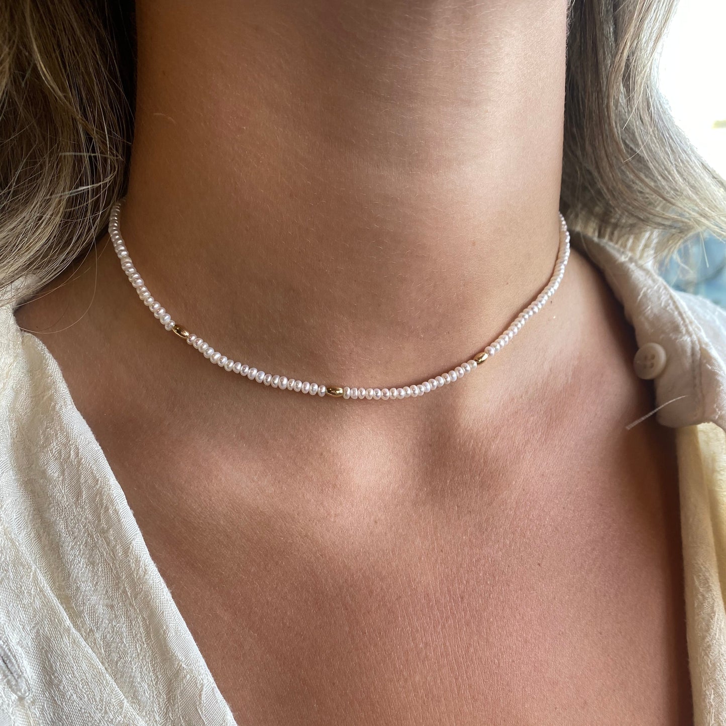 Pearl Beaded Choker Necklace from Bali