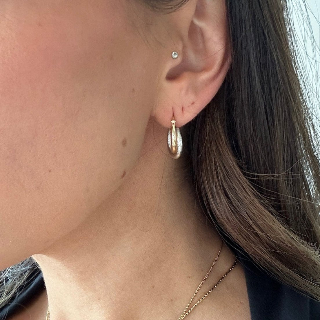 Mixed 14k Gold Hoop Earrings