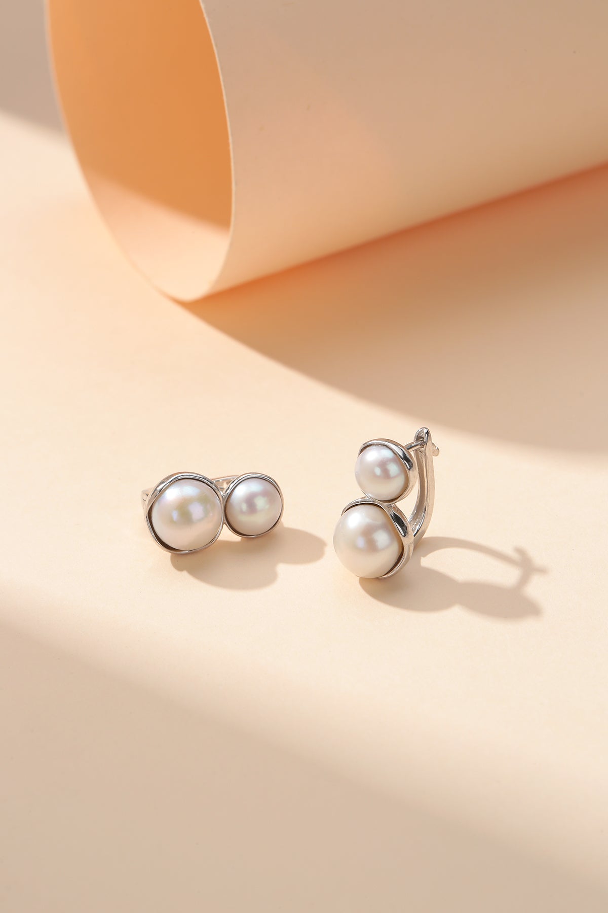 Double Freshwater Pearl Earrings with Stylish Design