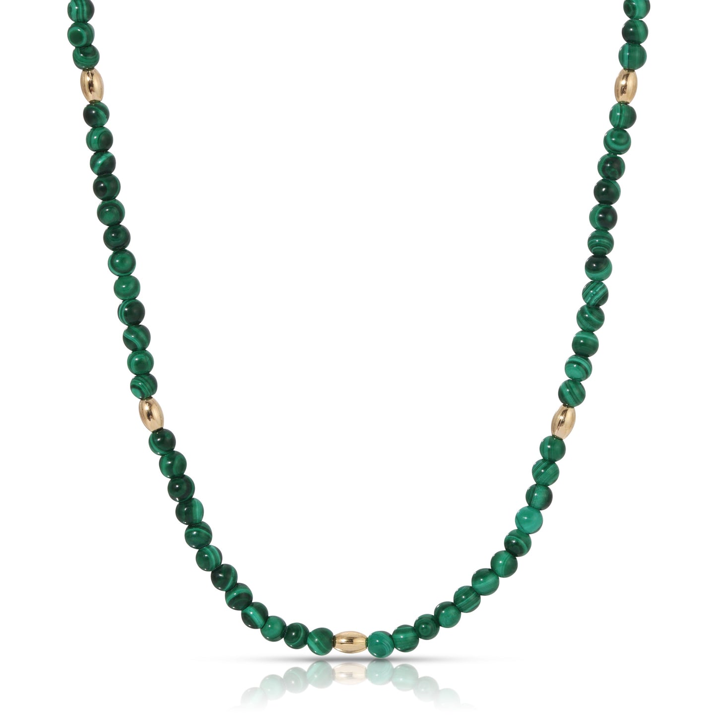 Malachite Beaded Necklace with Bali Design