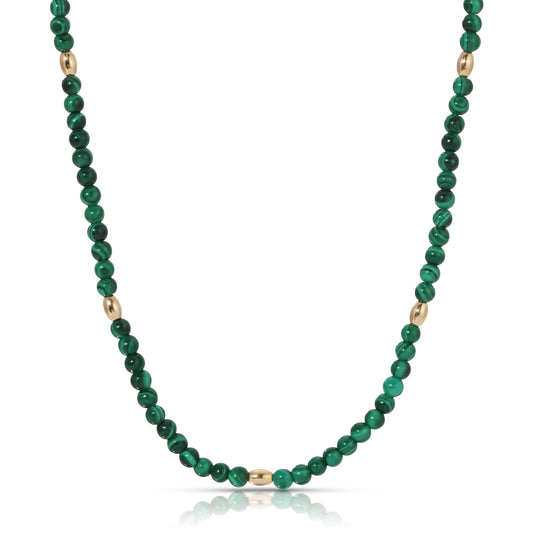 Malachite Beaded Necklace with Bali Design