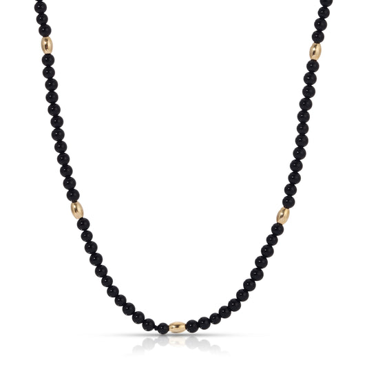 Black Onyx Beaded Necklace in Bali Style