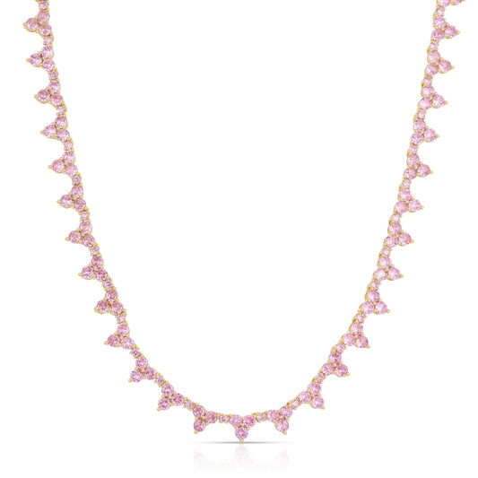 Pink Tennis Necklace in Stylish Design