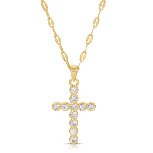 White Cross Pendant Necklace in Silver