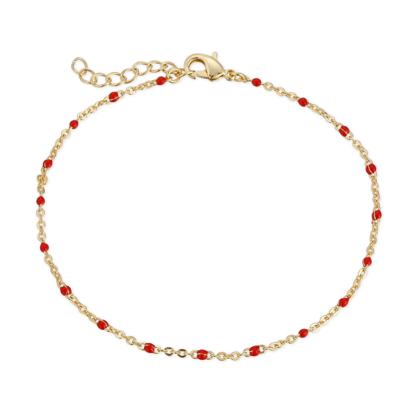 Red Enamel Beaded Bracelet for Everyday Wear