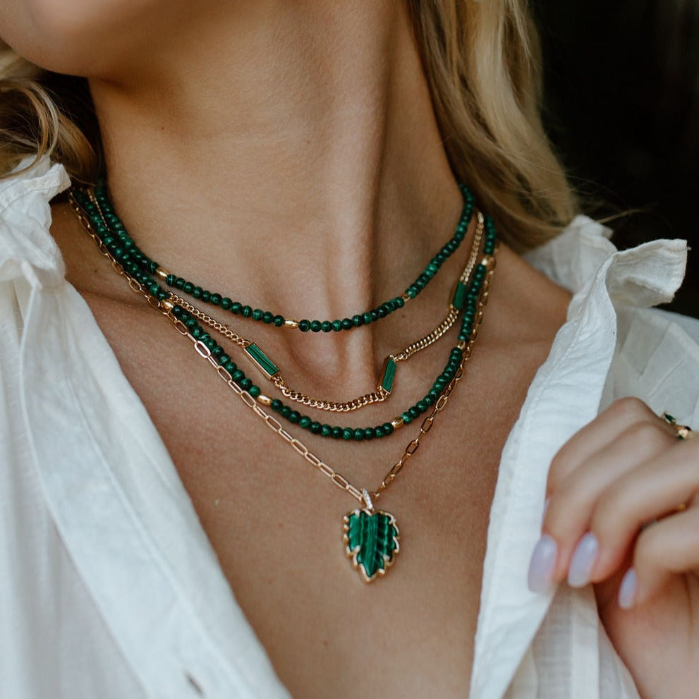 Malachite Beaded Choker Necklace Design