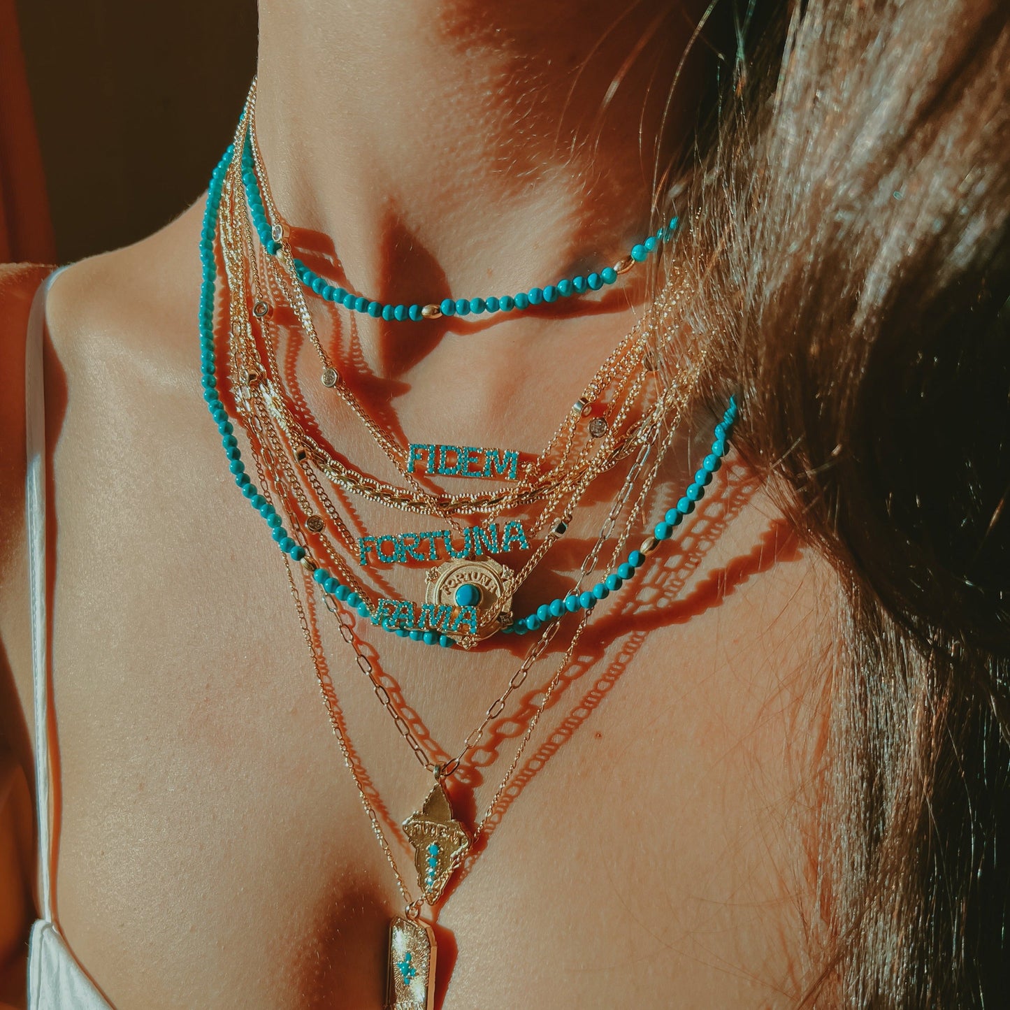 Turquoise Beaded Necklace in Bali Style