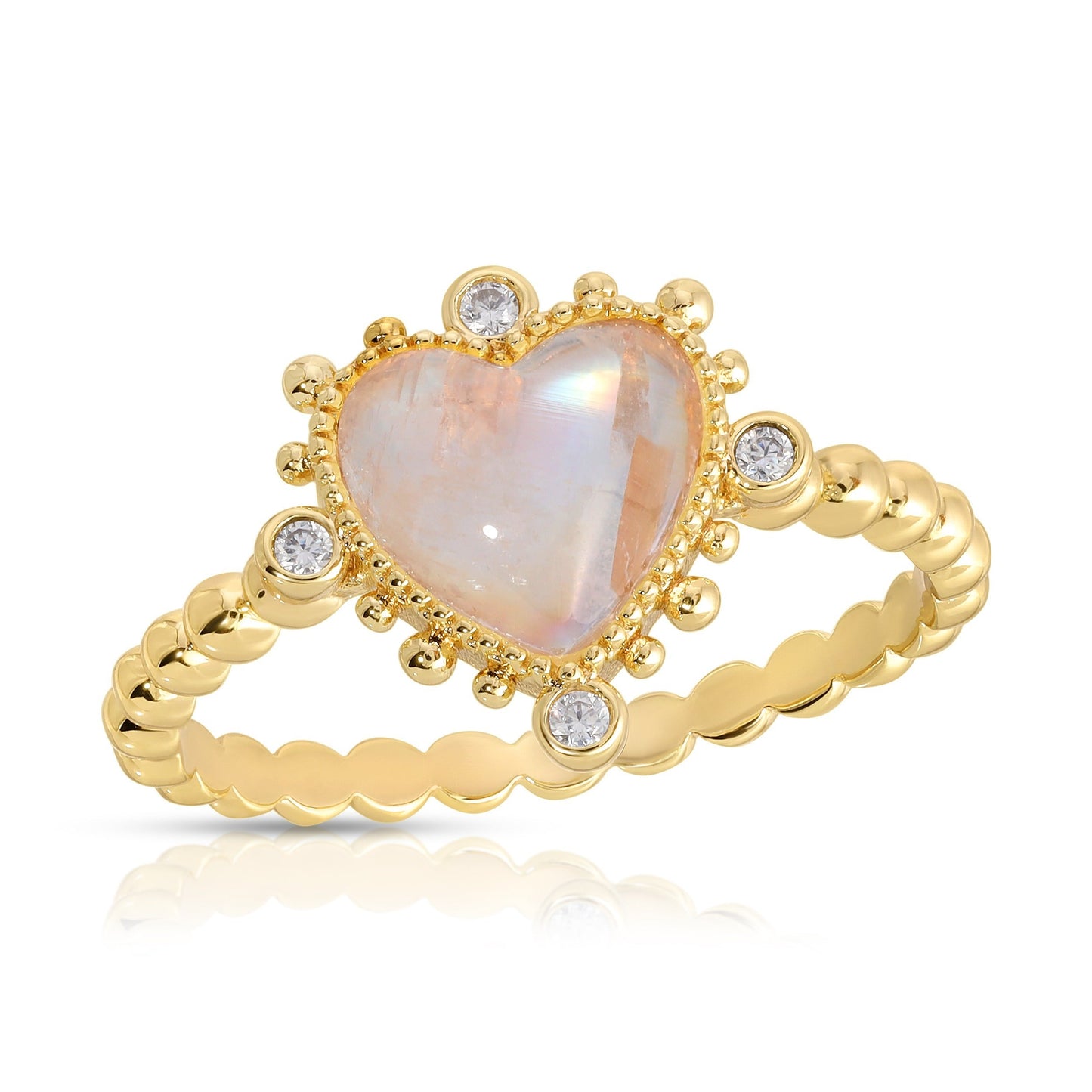 Moonstone Heart Ring in Elegant Design