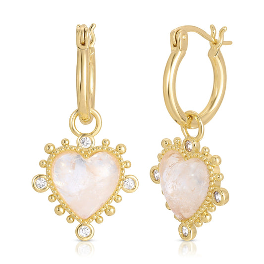 Moonstone Heart Hoop Earrings in Elegant Design